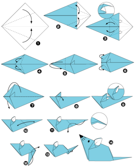 Схема оригами мышь